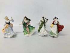 SET OF 4 ROYAL DOULTON "LADIES OF THE BRITISH ISLES" FIGURINES TO INCLUDE ENGLAND HN 3627,