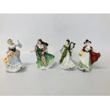 SET OF 4 ROYAL DOULTON "LADIES OF THE BRITISH ISLES" FIGURINES TO INCLUDE ENGLAND HN 3627,