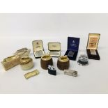 BOX OF VINTAGE LIGHTERS TO INCLUDE COLIBRI TABLE & BOXED LIGHTERS,