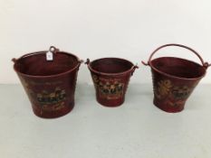 3 X (R) COCA-COLA METAL BUCKETS