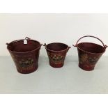 3 X (R) COCA-COLA METAL BUCKETS