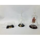 3 x NAUTICAL SHIPS IN BOTTLES TO INCLUDE, ART ROYAL, H.M.