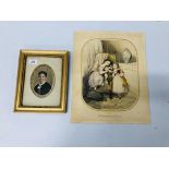 GILT FRAMED PORTRAIT OF A VICTORIAN LADY AND UNFRAMED "L'EDUCATION D AZOR" BEARING SIGNATURE AND