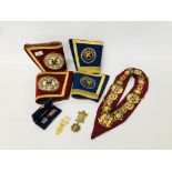 MASONIC CUFFS & JEWELS TO INCLUDE RAOB INSIGNIA NECK COLLAR