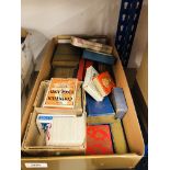 BOX OF VINTAGE CARD GAMES & VINTAGE PACKS OF PLAYING CARDS TO INCLUDE LEXICON,