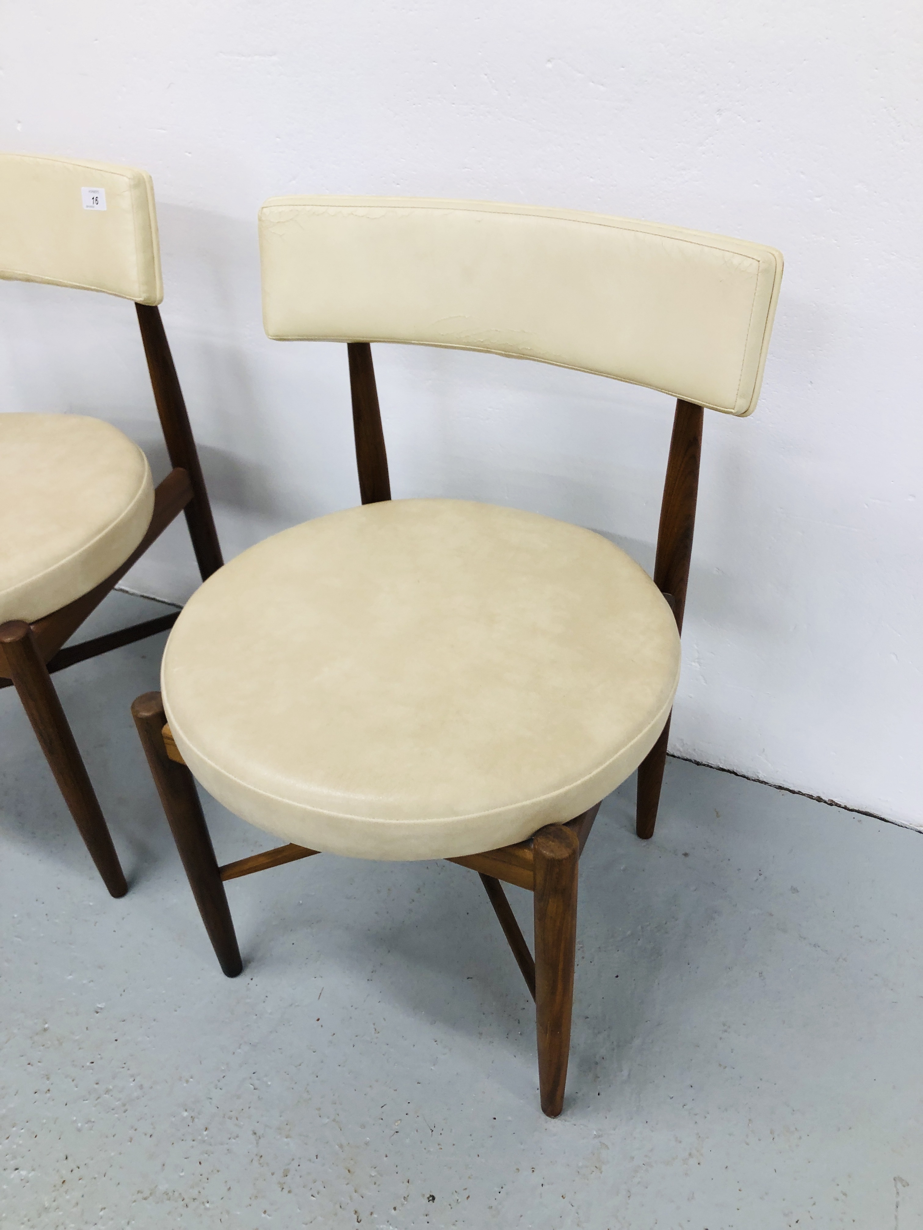 PAIR OF RETRO G-PLAN CHAIRS WITH CIRCULAR FAUX LEATHER SEAT PADS & BACK REST - Image 2 of 2