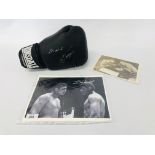 LONSDALE SOUVENIR BOXING GLOVE WITH SIGNATURE ALONG WITH 2 BOXING PRINTS,