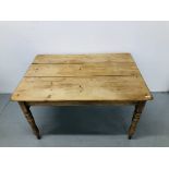 VINTAGE WAXED PINE SINGLE DRAW KITCHEN TABLE