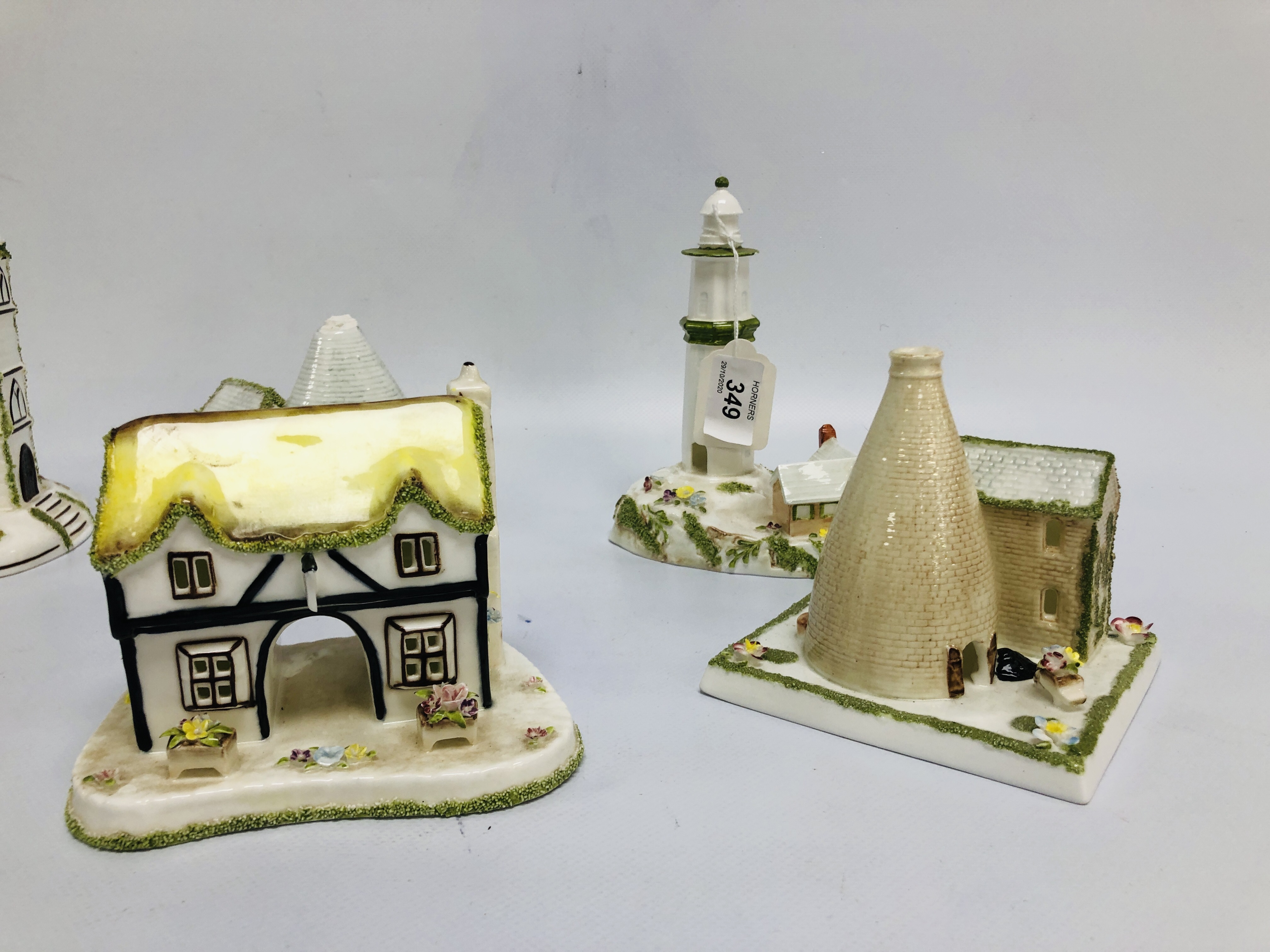 6 x VARIOUS COALPORT PASTILLE BURNERS TO INCLUDE THE LIGHTHOUSE (THE OAST HOUSE & VILLAGE CHURCH - Image 5 of 5