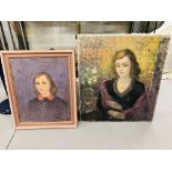 2 x FRAMED PORTRAIT OILS BEARING SIGNATURE MAZITIS