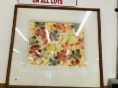 A FRAMED AND MOUNTED WATERCOLOUR "AUTUMN LEAVES" BEARING SIGNATURE W.M.