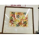 A FRAMED AND MOUNTED WATERCOLOUR "AUTUMN LEAVES" BEARING SIGNATURE W.M.