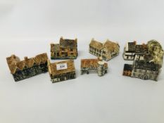 COLLECTION OF 7 TEY POTTERY HANDPAINTED MINIATURE MODEL COTTAGES