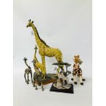 COLLECTION OF GIRAFFE ORNAMENTS TO INCLUDE COLLAGE,