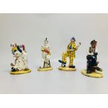 SET OF 4 COALPORT "CAVALCADE OF CLOWNS" AUGUSTE'S MISHAP, WOEFUL TRAMP,