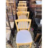 A SET OF SIX BEECHWOOD KITCHEN CHAIRS