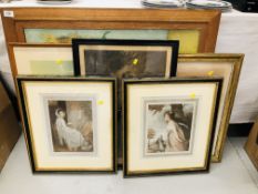 COLLECTION OF PRINTS TO INCLUDE LADY AT SPINNING WHEEL, LADY WITH DOG, LADY TOWNSEND AFTER REYNOLDS,
