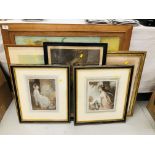 COLLECTION OF PRINTS TO INCLUDE LADY AT SPINNING WHEEL, LADY WITH DOG, LADY TOWNSEND AFTER REYNOLDS,