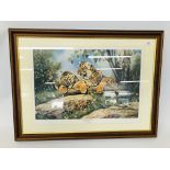 FRAMED LIMITED EDITION PRINT "NEW HOPE FOR THE FUTURE" (SIBERIAN TIGER CUBS) BEARING SIGNATURE