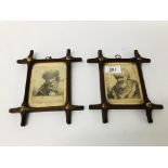 A PAIR OF ETCHINGS IN OXFORD FRAMES INSCRIBED J.