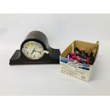 BOX OF MIXED WATCHES + MANTEL CLOCK