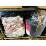 LARGE BAG OF ASSORTED MATS & PILLOWS + LARGE BAG OF ASSORTED CLOTHING MAINLY COATS ETC