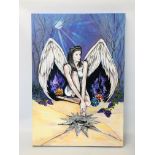 A LARGE MODERN OIL ON CANVAS "SPIRITUAL ANGEL" PAINTED BY LANA GRABINSKIS SIGNED UNDER SUDINIUM