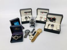 BOX OF VARIOUS DESIGNER MARKED WATCHES TO INCLUDE A BOXED LADIES ACCURIST WATCH ETC