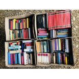 4 BOXES OF ASSORTED BOOKS TO INCLUDE ENCYCLOPAEDIA GARDENING, CLASSIC NOVELS, ETC.