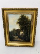 GILT FRAMED OIL ON CANVAS "VALLEY FARM" PROBABLY ALBERT GILBERT SIGNED WITH THE MONOGRAM A.G. 32.