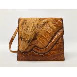 A CUBAN GENUINE ALLIGATOR LEATHER HANDBAG