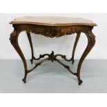 A REPRODUCTION SERPENTINE SIDE TABLE IN FRENCH STYLE L83cm x H71cm x D34cm