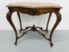 A REPRODUCTION SERPENTINE SIDE TABLE IN FRENCH STYLE L83cm x H71cm x D34cm