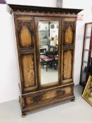 PERIOD OAK SINGLE GLAZED DOOR WARDROBE WITH DRAWER