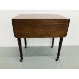 PERIOD MAHOGANY PEMBROKE TABLE L28 1/2 inch, W19 inch,