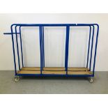 A STEEL WHEELED RACK FOR MOVING SHEET MATERIAL