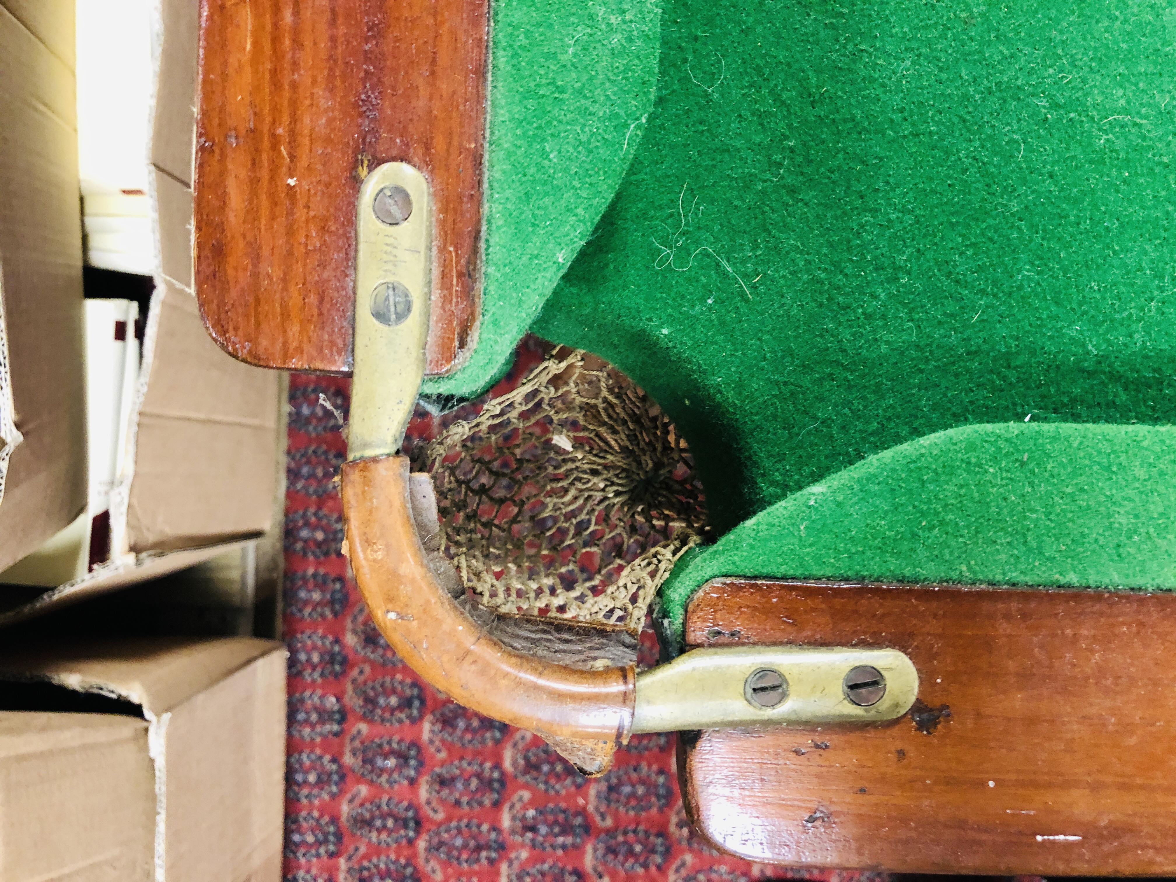 VICTORIAN MAHOGANY 1/2 SIZE SLATE BED SNOOKER TABLE WITH ADDITIONAL MAHOGANY DINING TOP CONVERSION - Image 12 of 17