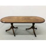 REPRODUCTION MAHOGANY FINISH TWIN PEDESTAL COFFEE TABLE BY "BEVAN FUNNELL LTD"