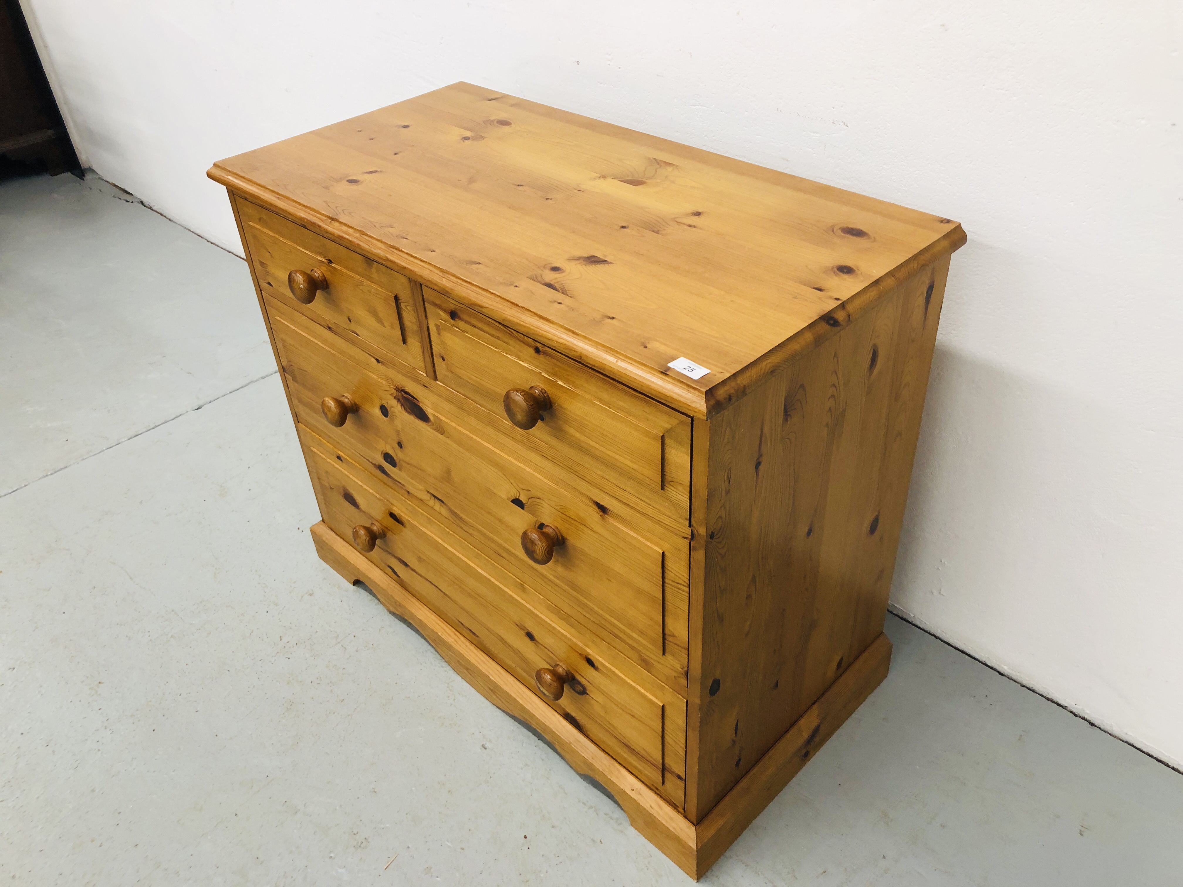 HONEY PINE 2 OVER 2 DRAWER CHEST H31 1/2 inch, W37 inch, - Image 4 of 5