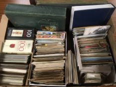 LARGE BOX OLD TO MODERN POSTCARDS IN ALBUMS AND LOOSE,