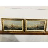 A PAIR OF OIL PAINTINGS ON CANVAS, FISHING BOATS IN ENGLISH CHANNEL,