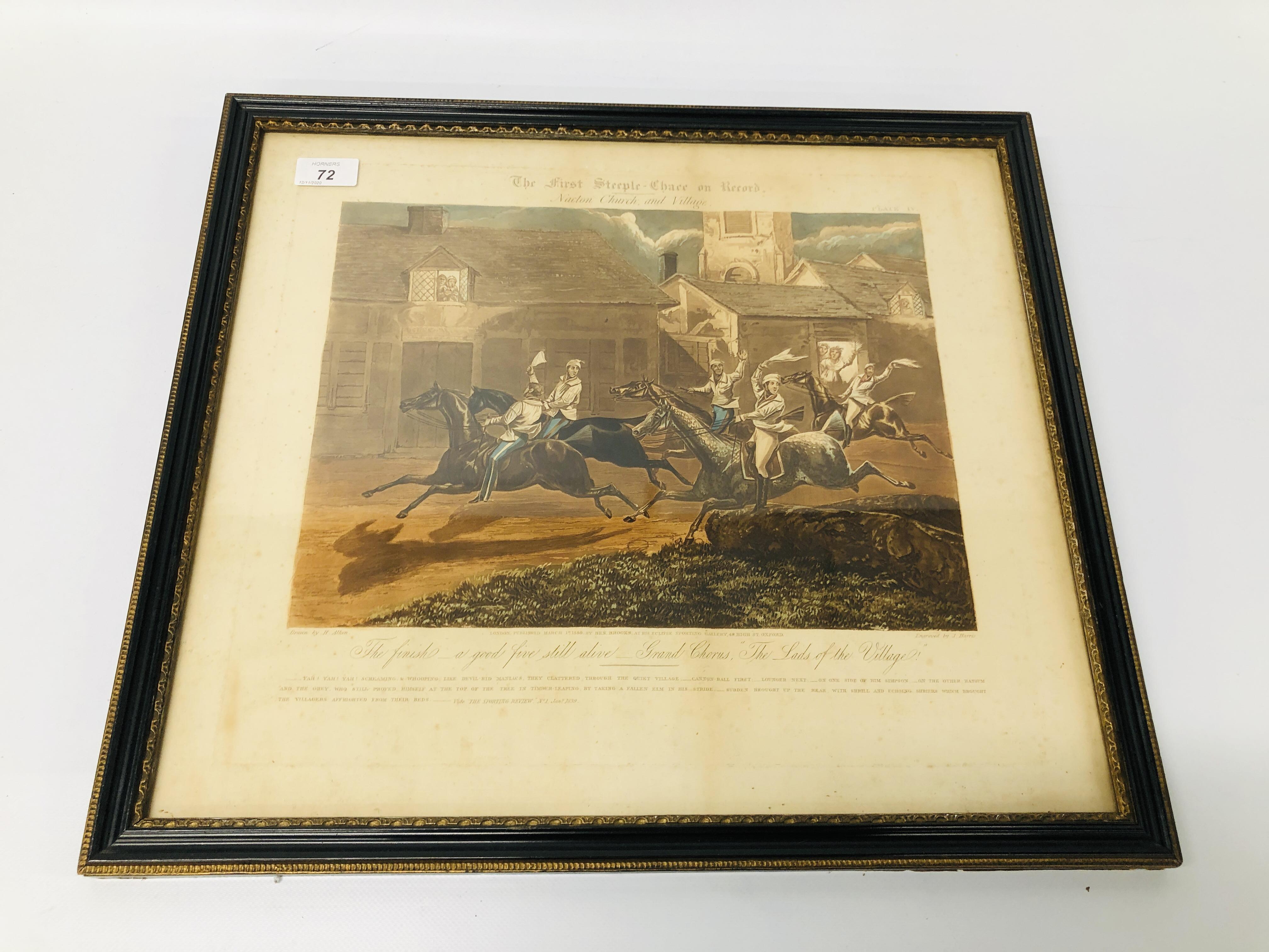 HENRY ALKEN: SET OF FOUR STEEPLE CHASE PRINTS (FOXED AND POOR CONDITION) - Image 5 of 7