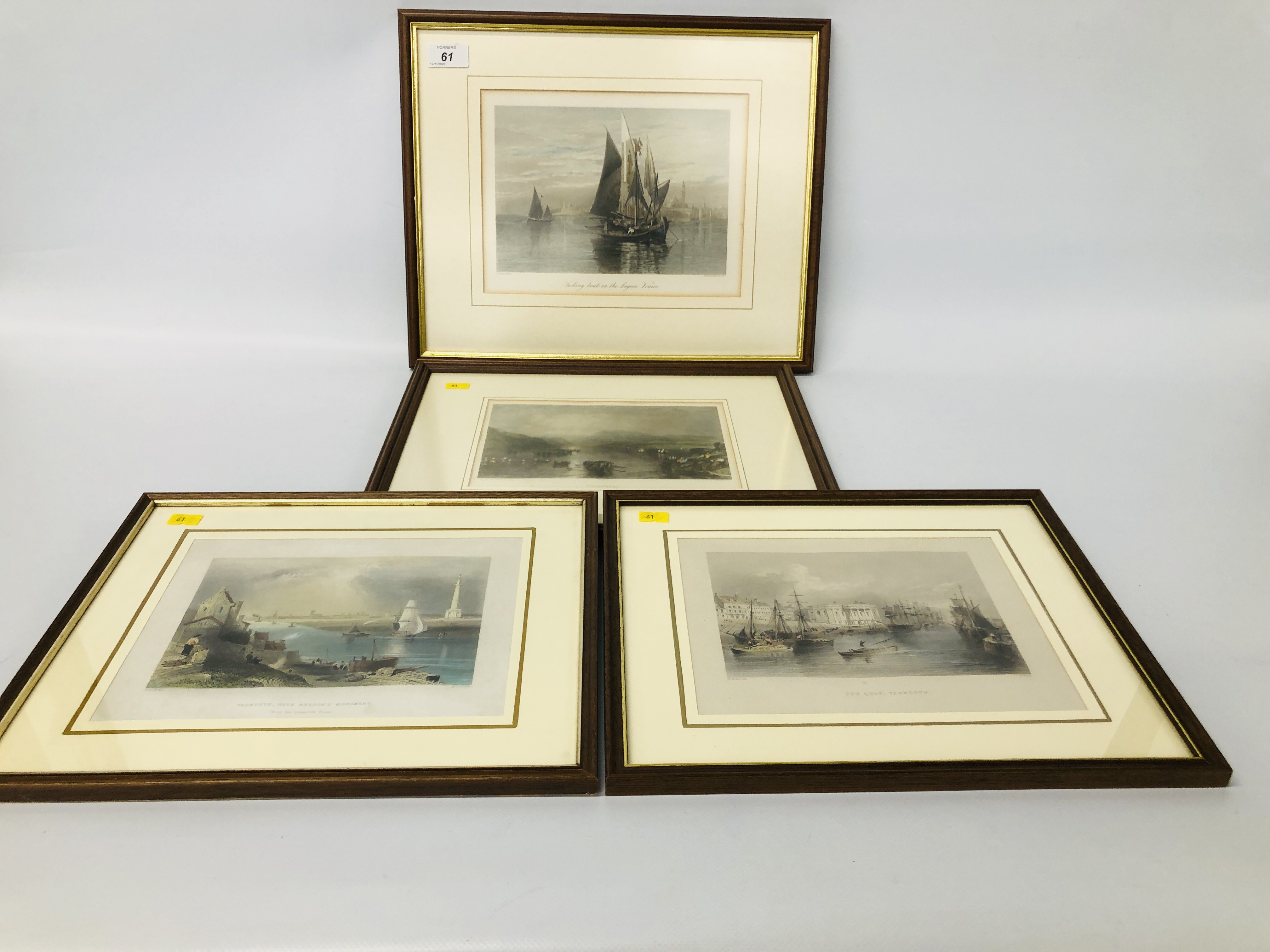 FOUR HAND COLOURED STEEL ENGRAVINGS "WINDERMERE" J. TURNER & J.