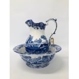 SPODE ITALIAN BLUE AND WHITE JUG AND BOWL SET