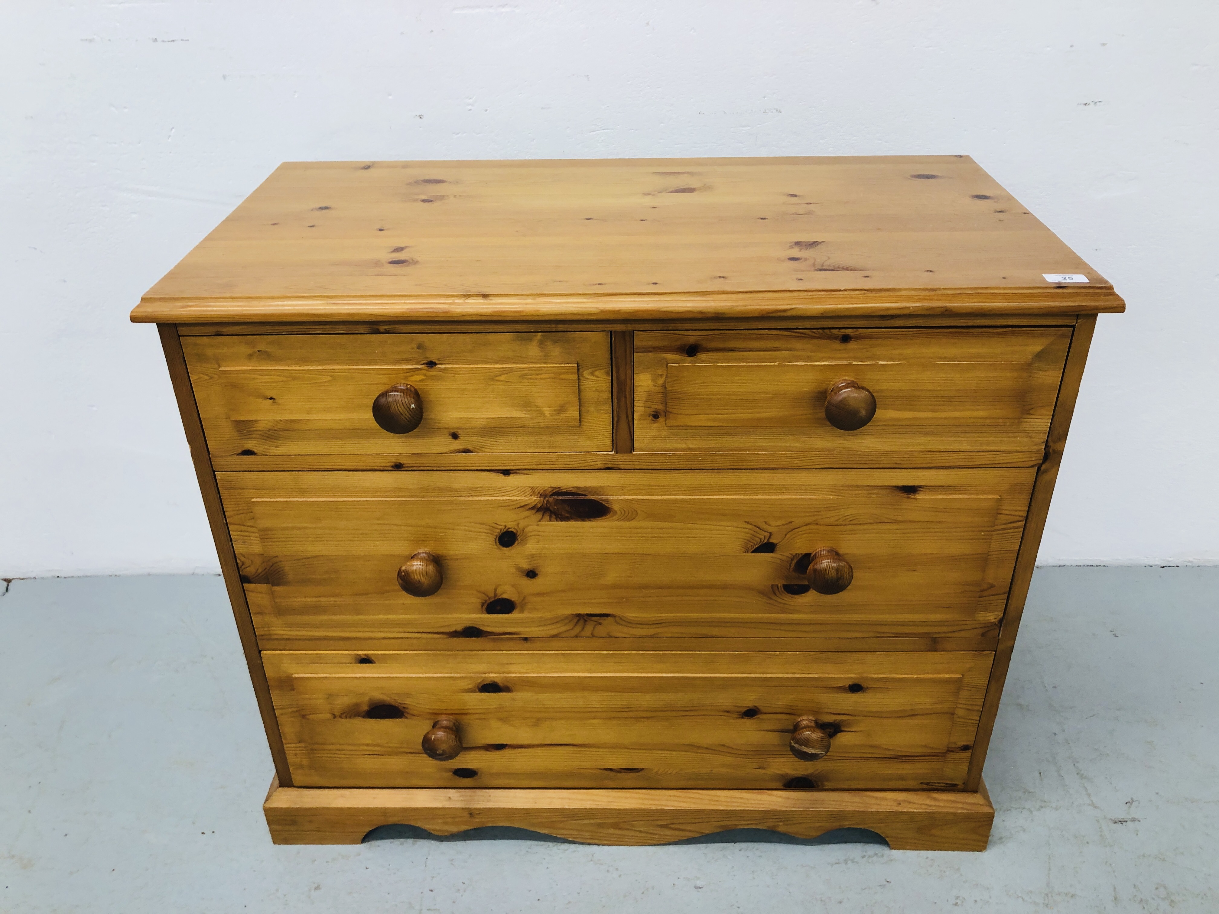 HONEY PINE 2 OVER 2 DRAWER CHEST H31 1/2 inch, W37 inch,