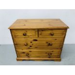 HONEY PINE 2 OVER 2 DRAWER CHEST H31 1/2 inch, W37 inch,