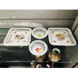 PAIR OF "HEREND HUNGARY" DISHES PAINTED FLOWER AND FRUIT DESIGN WITH A BASKET STYLE DETAIL TOGETHER