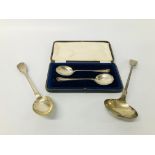 PAIR OF CASED SILVER SHEFFIELD ASSAY SERVING SPOONS,