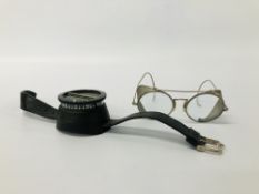 VINTAGE DIVERS/EXPEDITION COMPASS + PAIR OF VINTAGE POSSIBLY GERMAN GLASSES