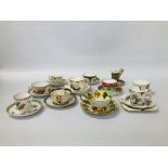 A COLLECTION OF ELEVEN FINE PORCELAIN CABINET CUPS AND SAUCERS TO INCLUDE DRESDEN, WORCESTER,